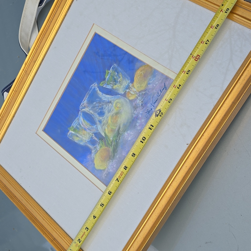 Original Fine ART Summer Lemons Original Painting  Watercolor + Pastel VanCleef